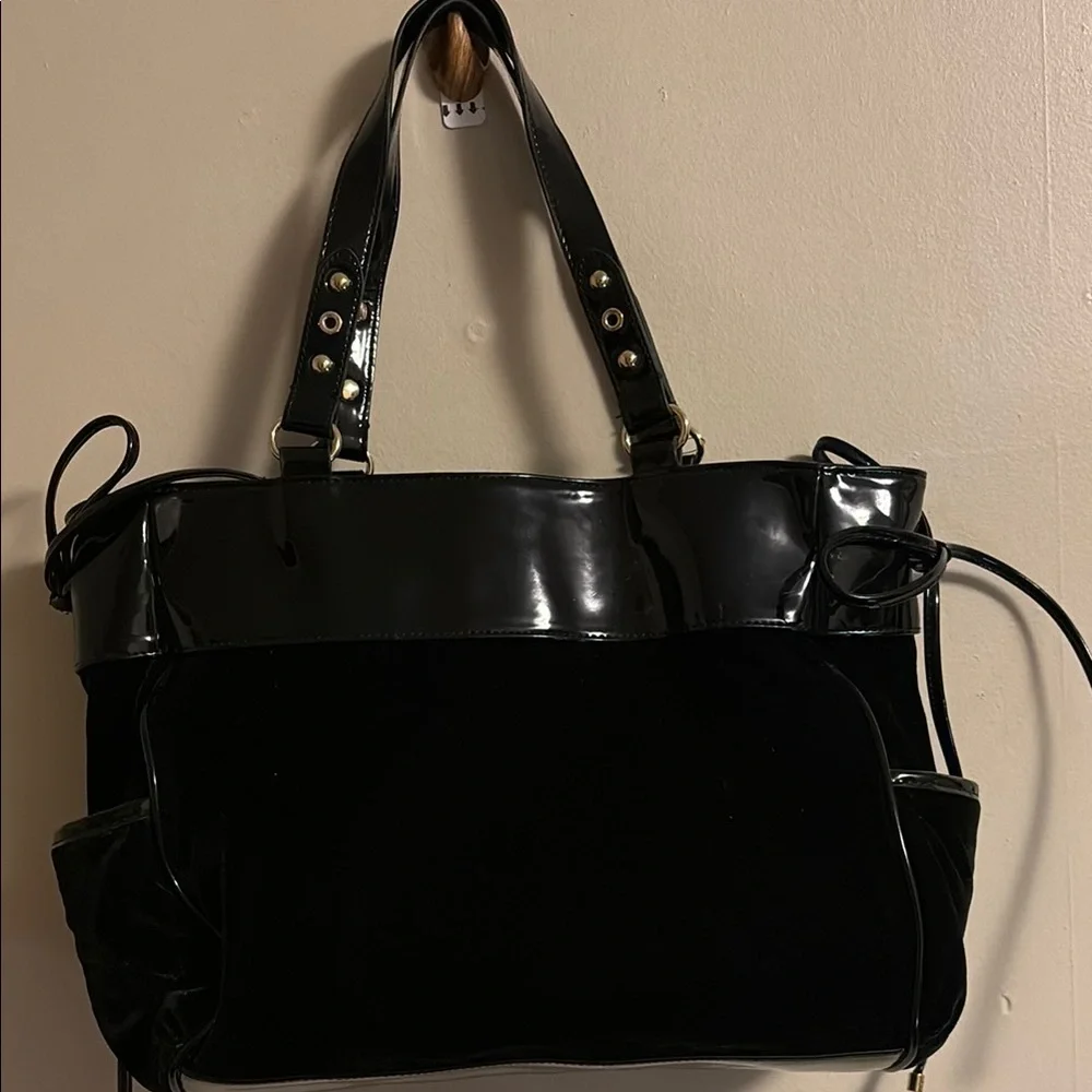 Juicy Couture Black and Gold Tote with Velvet and Patent Leather - Picture 5 of 10